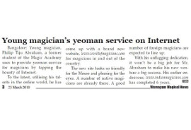 Magician Philip on Vismayam Magicial News - Young magician's yeoman service on Internet